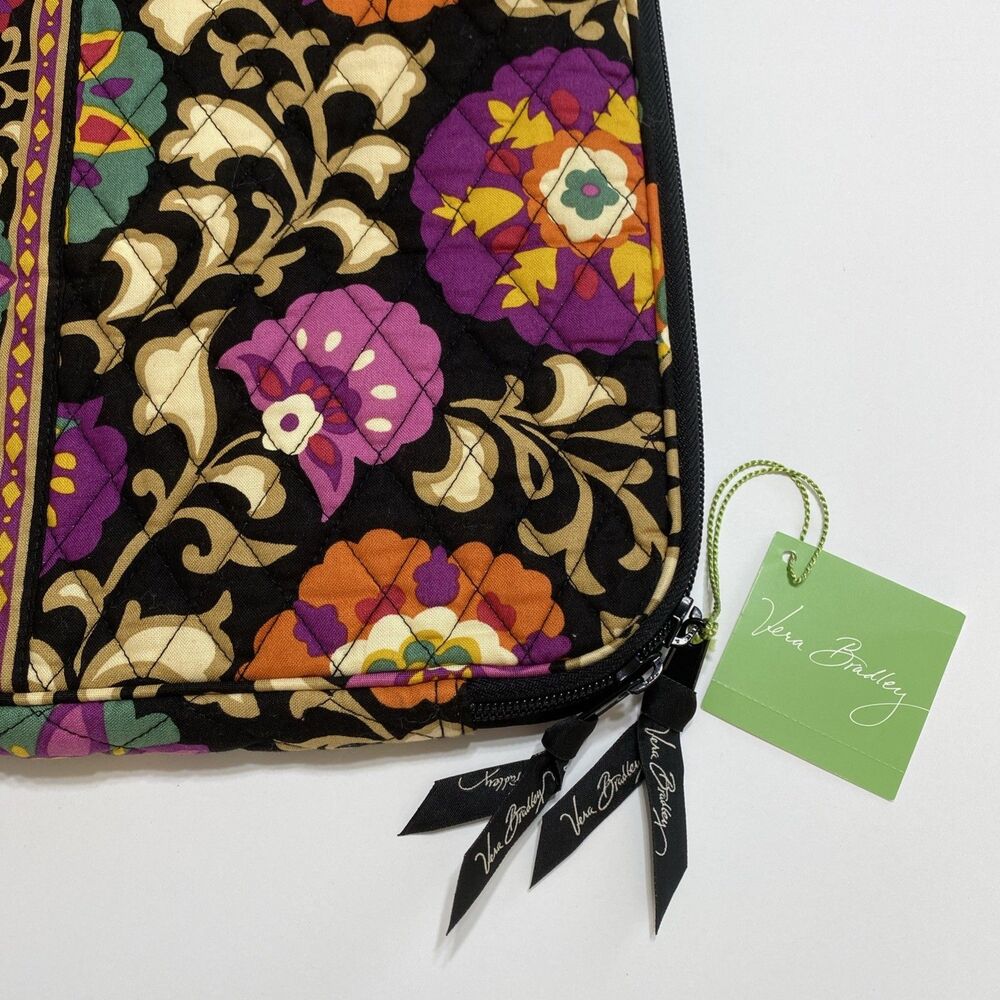 Vera Bradley 17" Laptop Sleeve Suzani Floral Quilted Soft Cotton Zip Top NEW - Picture 2 of 13